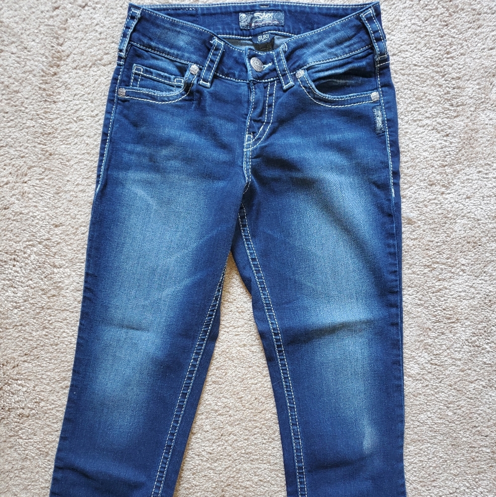 Silver, Suki Mid Denim Capris, 28